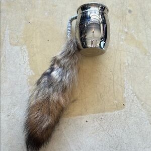 Silver Metal Cup with Faux Fur Tail